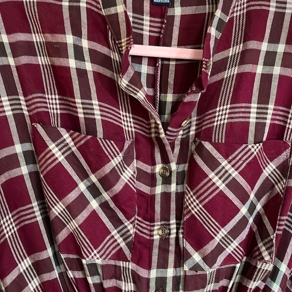 NWOT Plaid Mini Shirt Dress Elastic Waist Button Down Relaxed Style - Picture 9 of 10